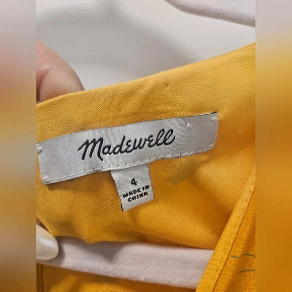 Madewell Silk Belladonna Yellow Floral Dress Size 4 - Picture 8 of 13